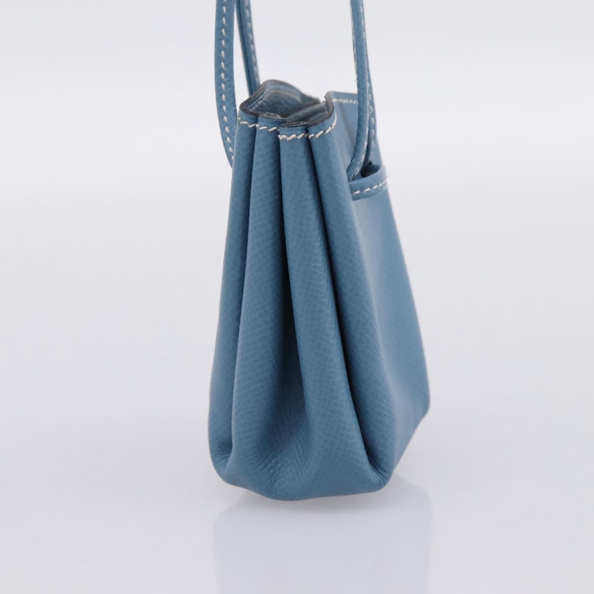 HERMES Vespa Pouch Leather Blue Gold Auth BA15248V