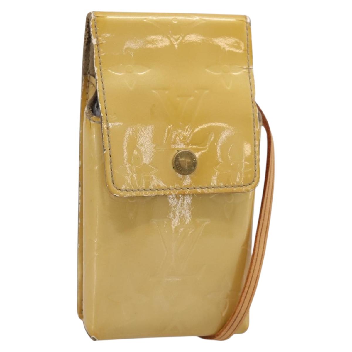 LOUIS VUITTON Monogram Vernis Green Cigarette Case Beige M91048 LV Auth BA15255