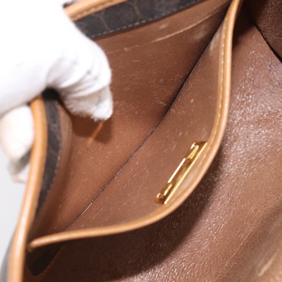 Christian Dior Honeycomb Canvas Shoulder Bag PVC Black Gold Auth BA15258