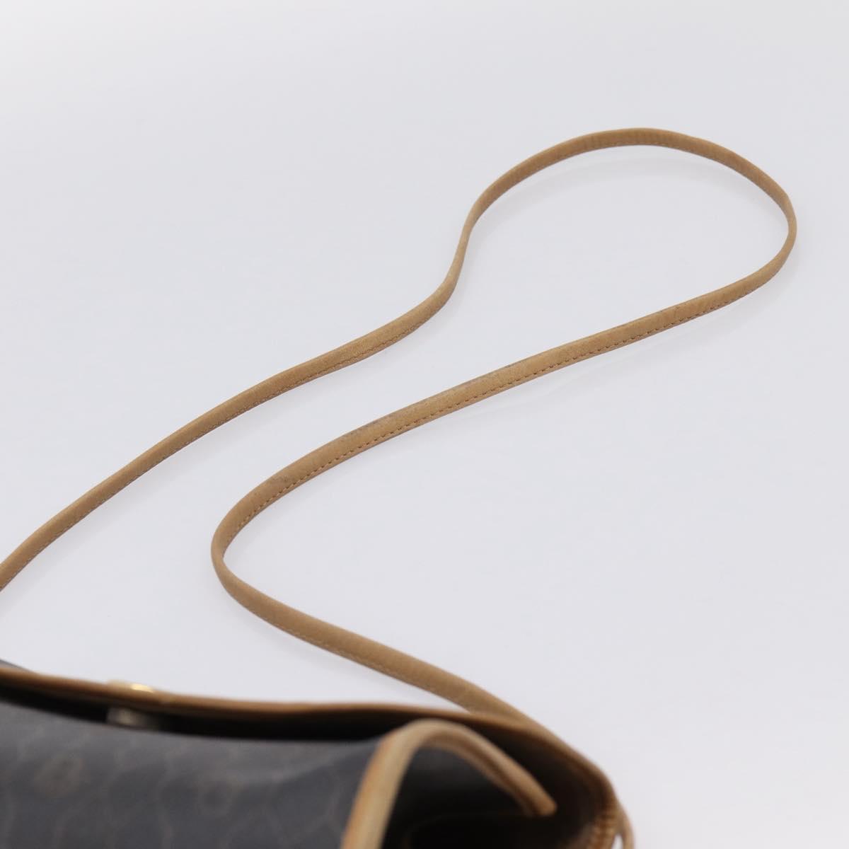 Christian Dior Honeycomb Canvas Shoulder Bag PVC Black Gold Auth BA15258