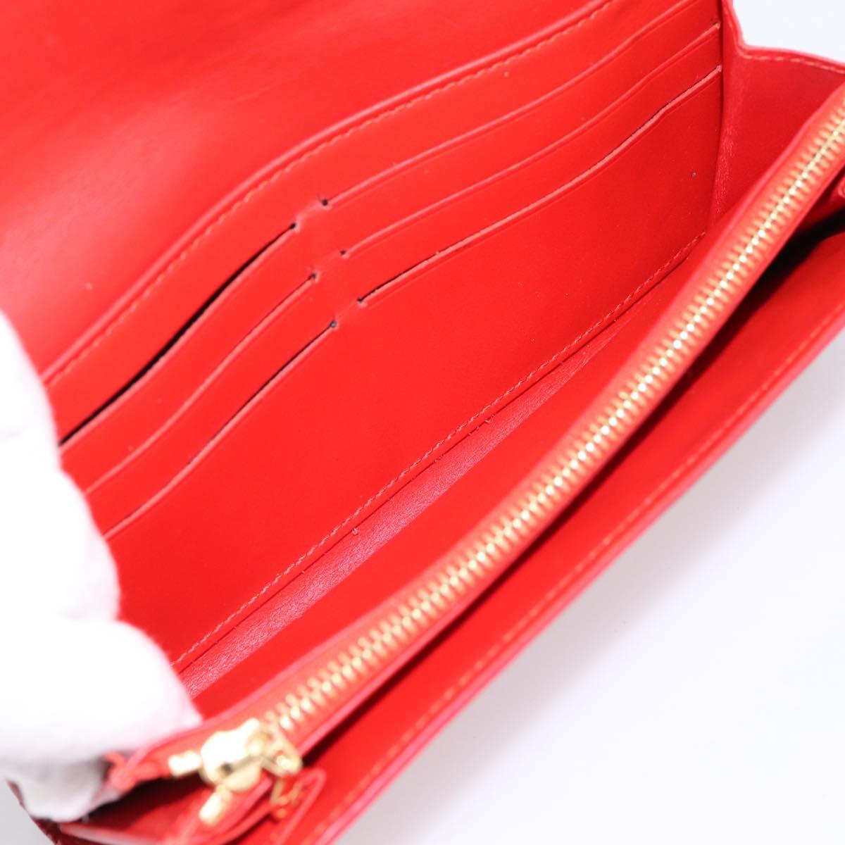 LOUIS VUITTON Vernis Portefeuille Sarah Wallet Orenge Sunset M93634 Auth BA15265