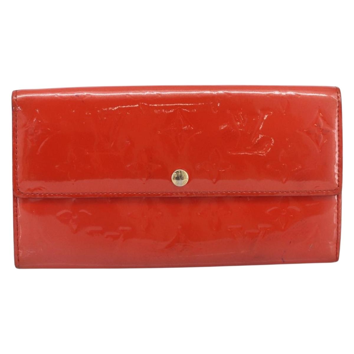 LOUIS VUITTON Vernis Portefeuille Sarah Wallet Orenge Sunset M93634 Auth BA15265