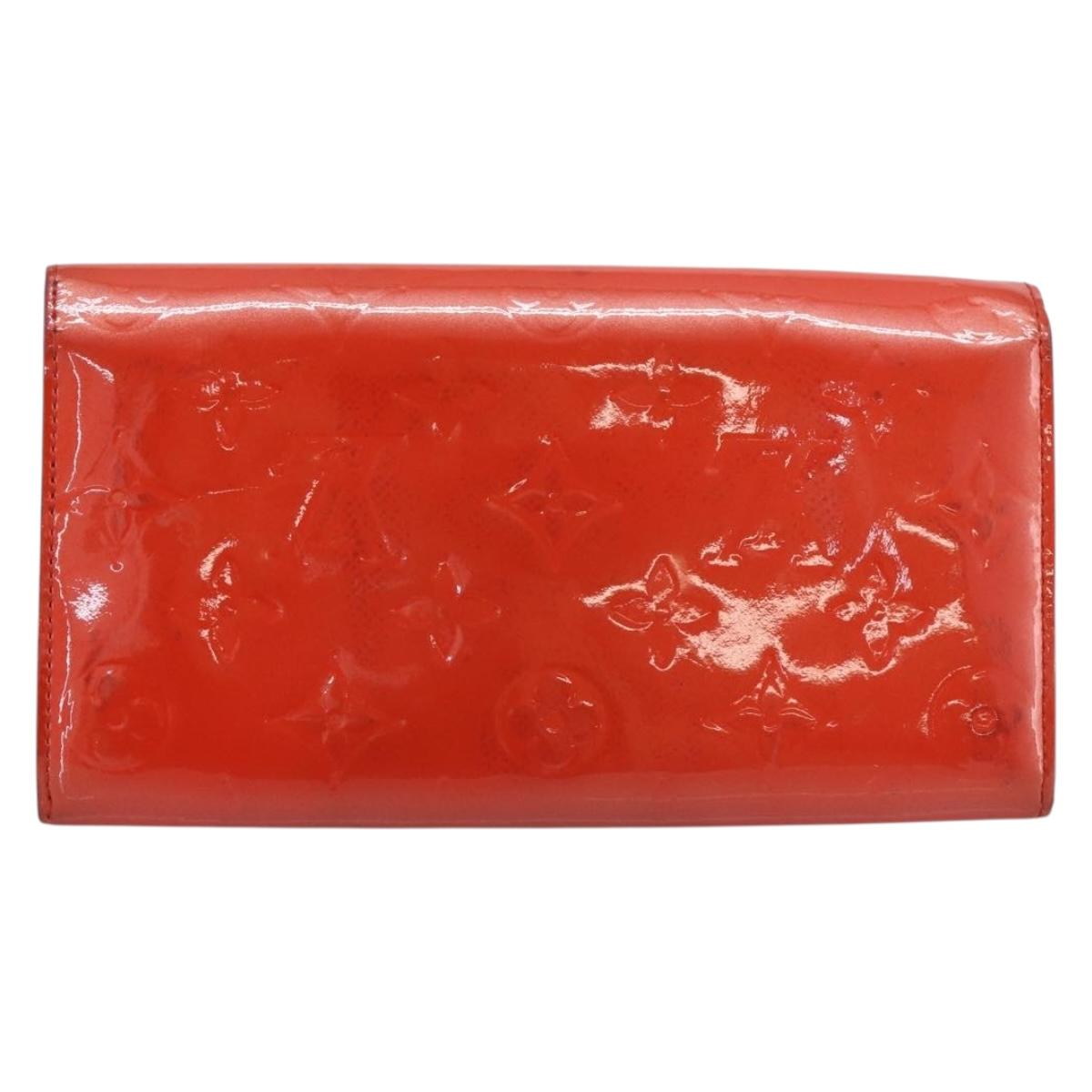 LOUIS VUITTON Vernis Portefeuille Sarah Wallet Orenge Sunset M93634 Auth BA15265