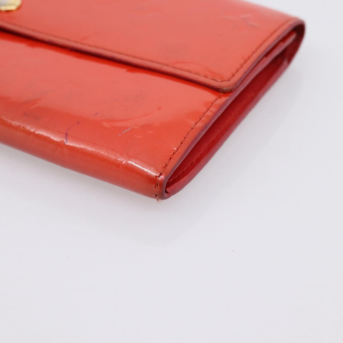 LOUIS VUITTON Vernis Portefeuille Sarah Wallet Orenge Sunset M93634 Auth BA15265