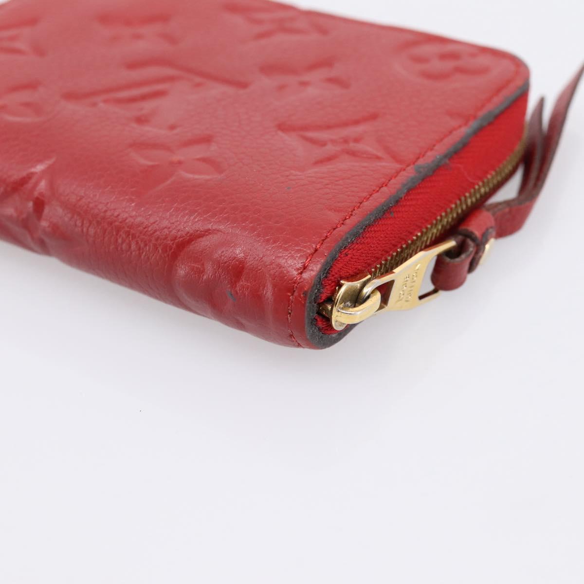 LOUIS VUITTON Monogram Empreinte Zippy Coin Purse Wallet Red M63696 Auth BA15266
