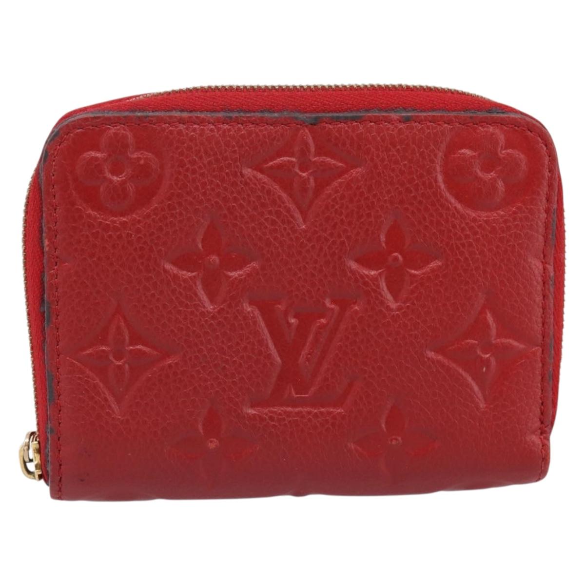 LOUIS VUITTON Monogram Empreinte Zippy Coin Purse Wallet Red M63696 Auth BA15266