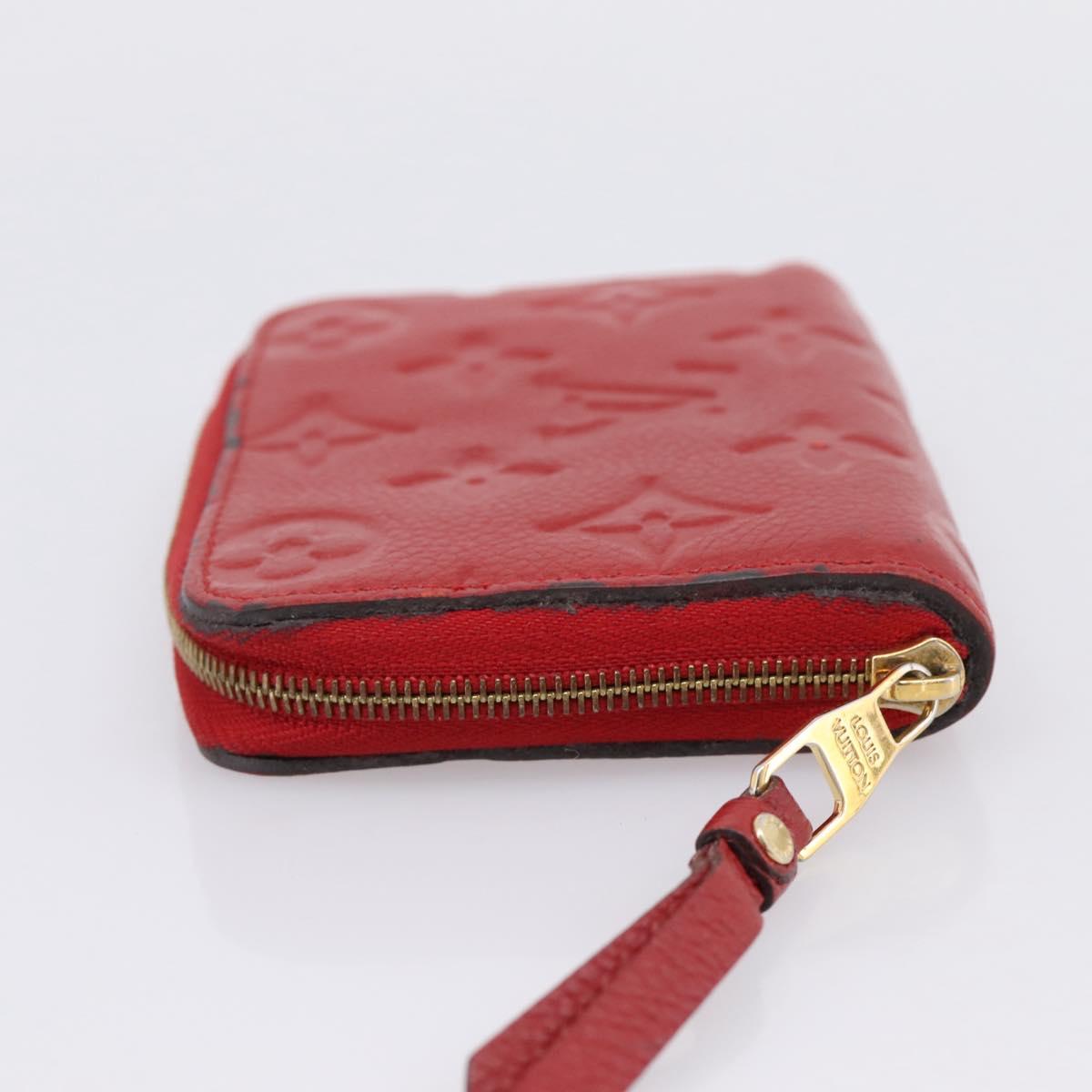 LOUIS VUITTON Monogram Empreinte Zippy Coin Purse Wallet Red M63696 Auth BA15266