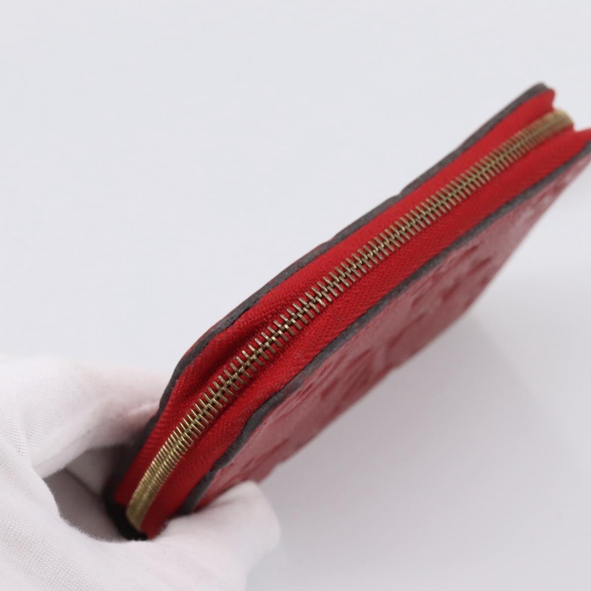 LOUIS VUITTON Monogram Empreinte Zippy Coin Purse Wallet Red M63696 Auth BA15266