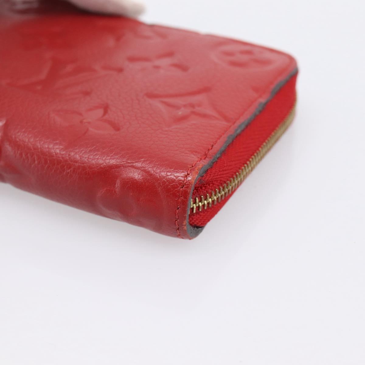 LOUIS VUITTON Monogram Empreinte Zippy Coin Purse Wallet Red M63696 Auth BA15266