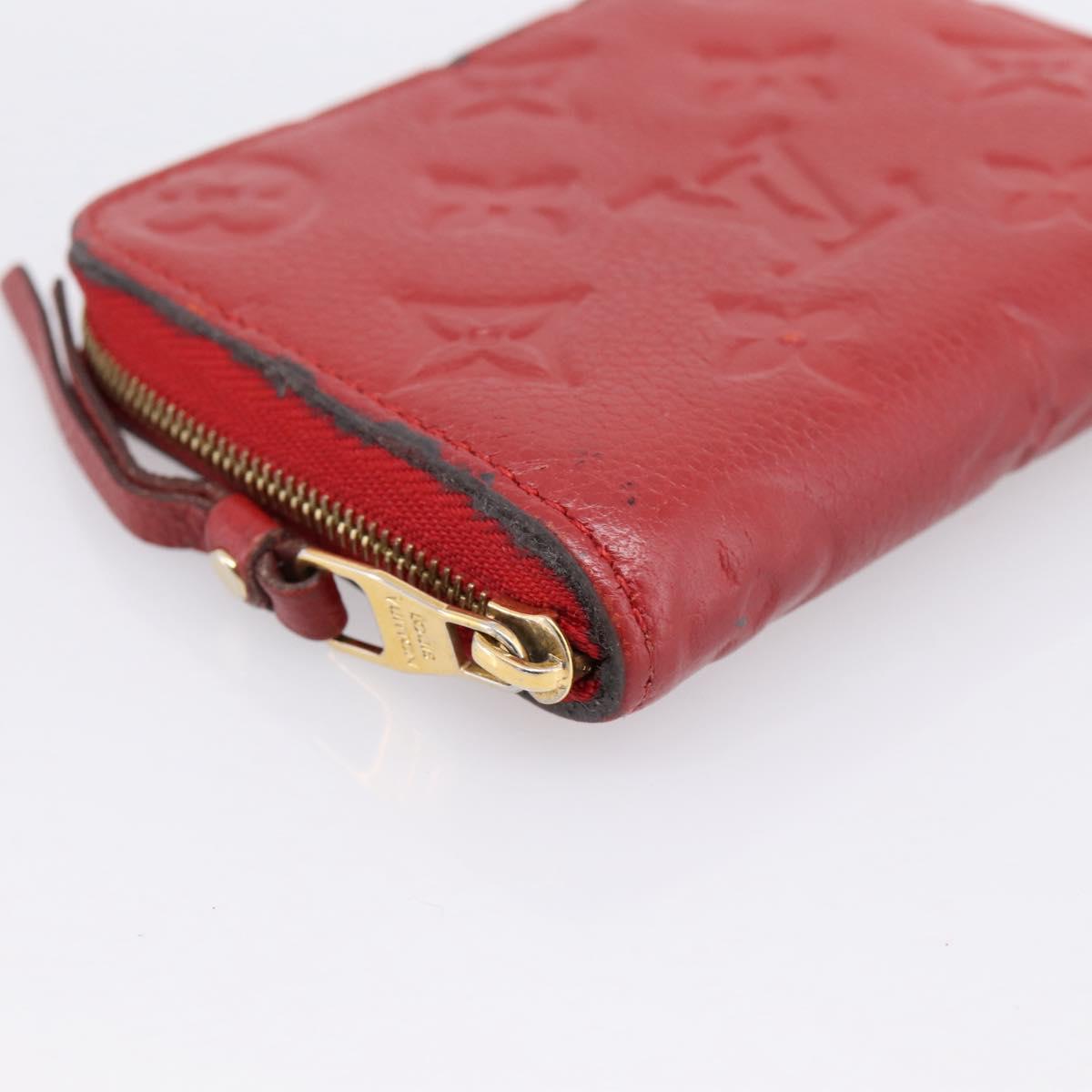 LOUIS VUITTON Monogram Empreinte Zippy Coin Purse Wallet Red M63696 Auth BA15266
