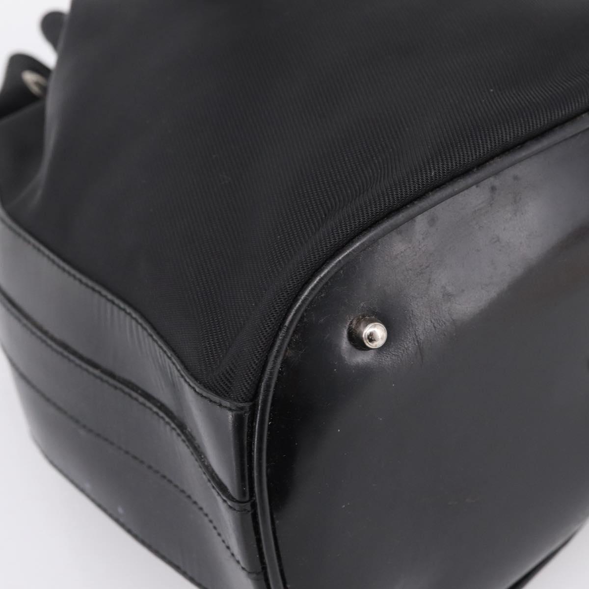 GUCCI Bamboo Hand Bag Nylon Black Silver 001 3754 1657 Auth BA15272