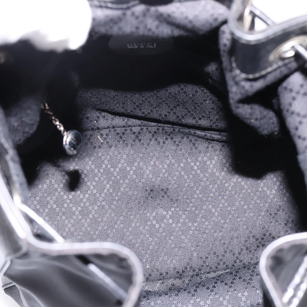 GUCCI Bamboo Hand Bag Nylon Black Silver 001 3754 1657 Auth BA15272