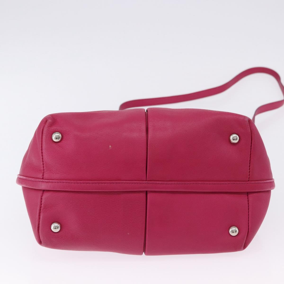 Salvatore Ferragamo Vara Ribbon Hand Bag Leather 2way Pink Silver Auth BA15273