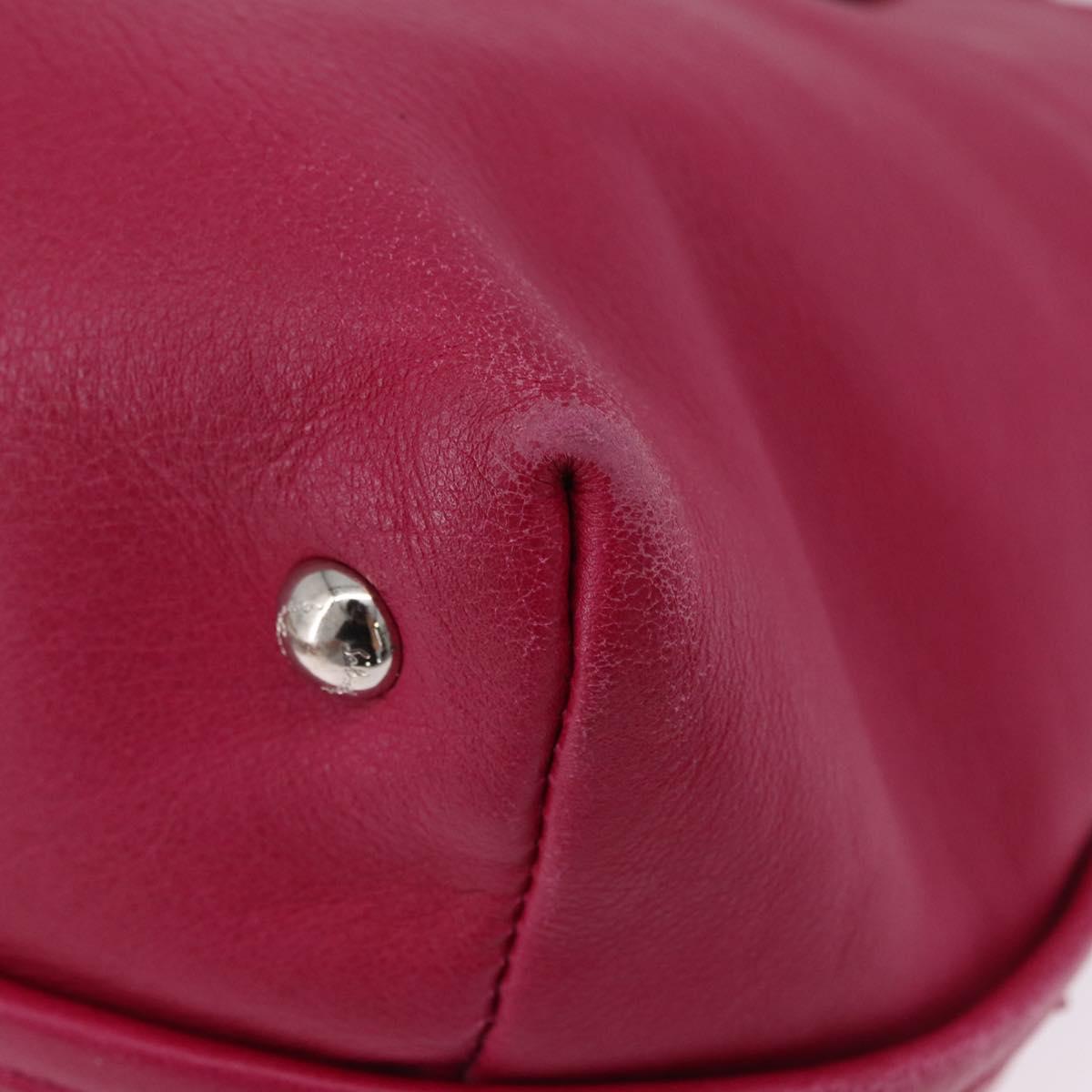 Salvatore Ferragamo Vara Ribbon Hand Bag Leather 2way Pink Silver Auth BA15273