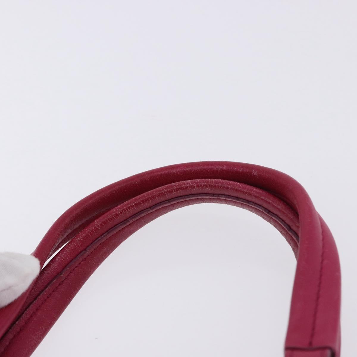 Salvatore Ferragamo Vara Ribbon Hand Bag Leather 2way Pink Silver Auth BA15273