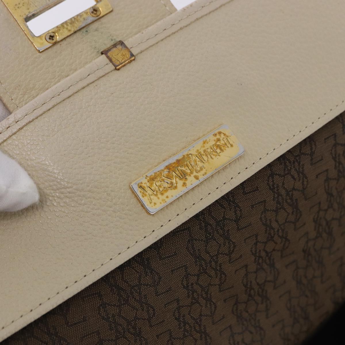SAINT LAURENT Shoulder Bag Leather White Gold Auth BA15275
