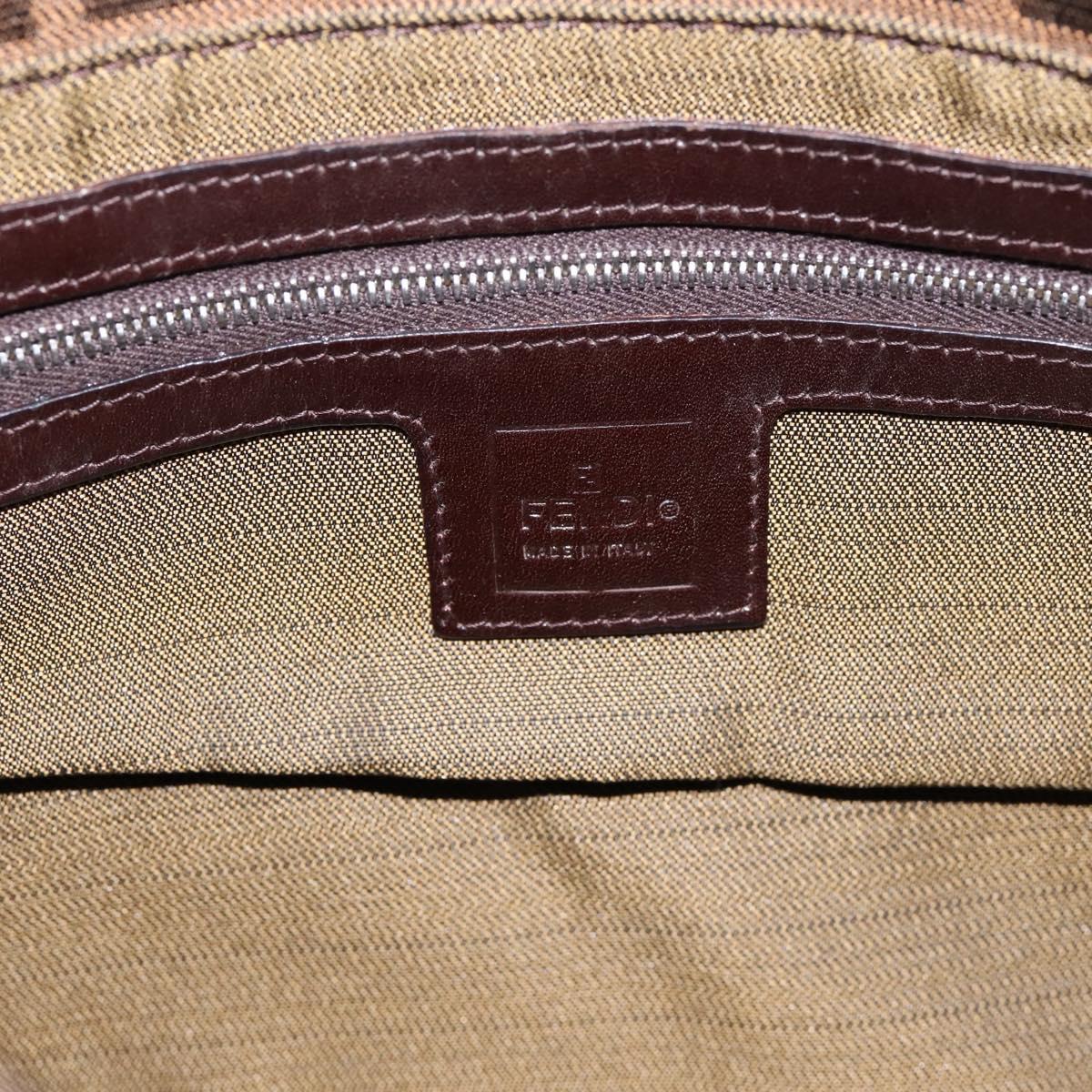 FENDI Zucca Canvas Mamma Baguette Shoulder Bag Brown Silver Auth BA15280V