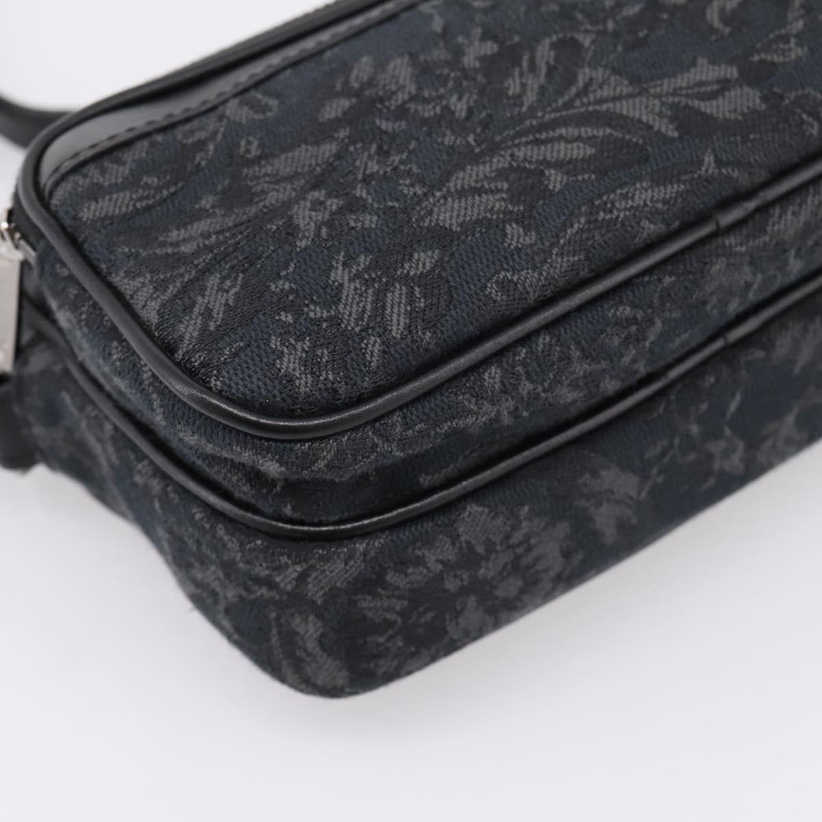 VERSACE Jacquard Shoulder Bag Canvas Black Silver Auth BA15281V