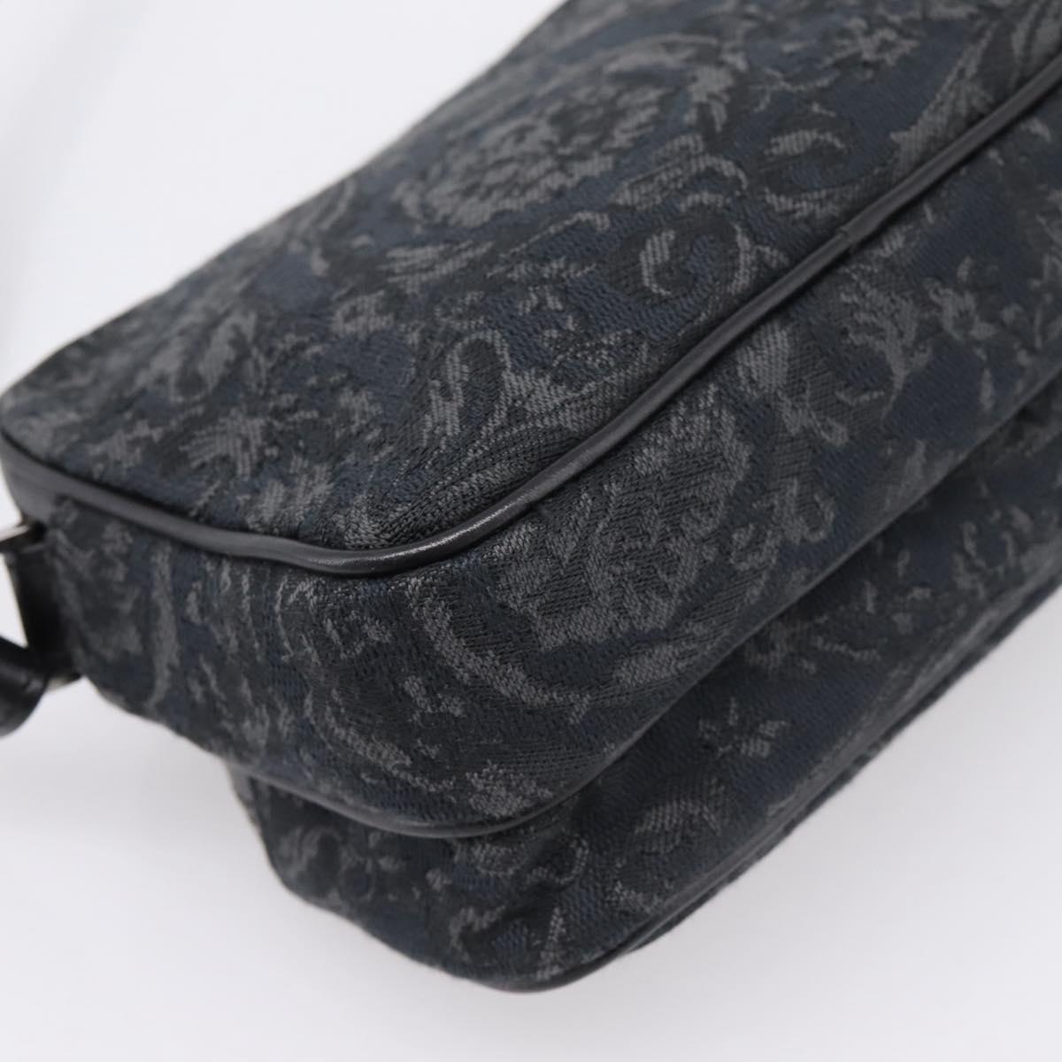 VERSACE Jacquard Shoulder Bag Canvas Black Silver Auth BA15281V