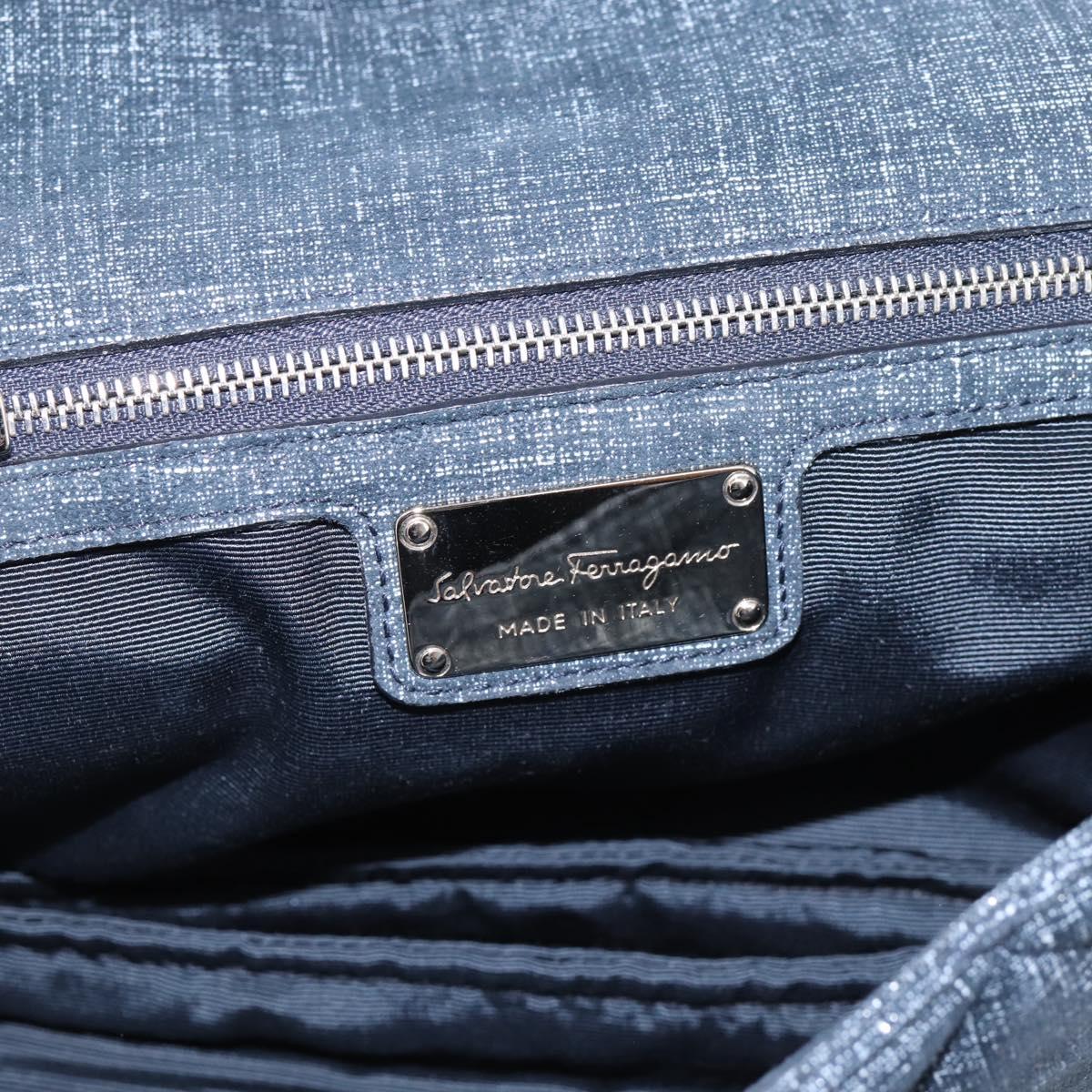 Salvatore Ferragamo Denim Vala Ribbon Chain Shoulder Bag Blue Auth BA15284V