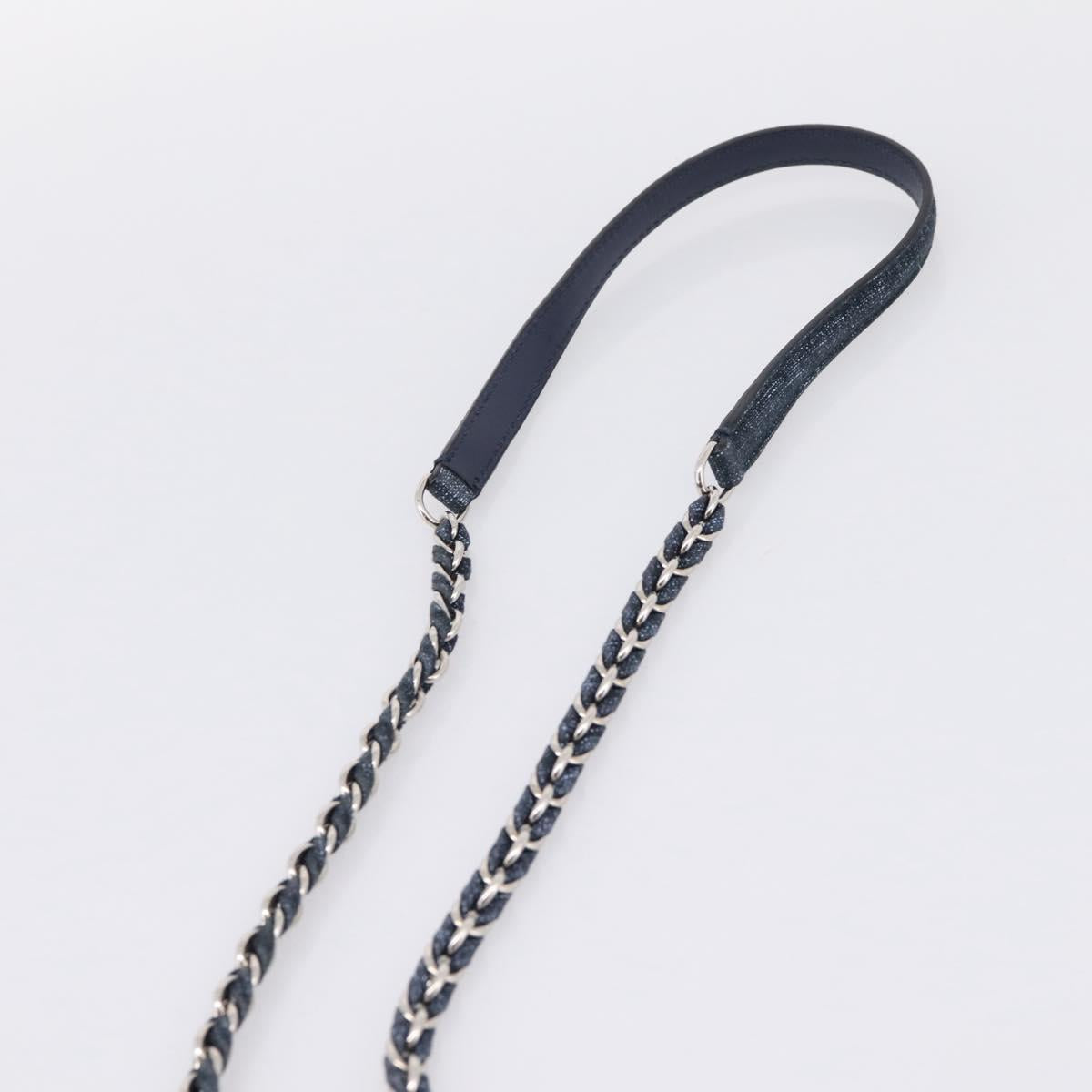 Salvatore Ferragamo Denim Vala Ribbon Chain Shoulder Bag Blue Auth BA15284V