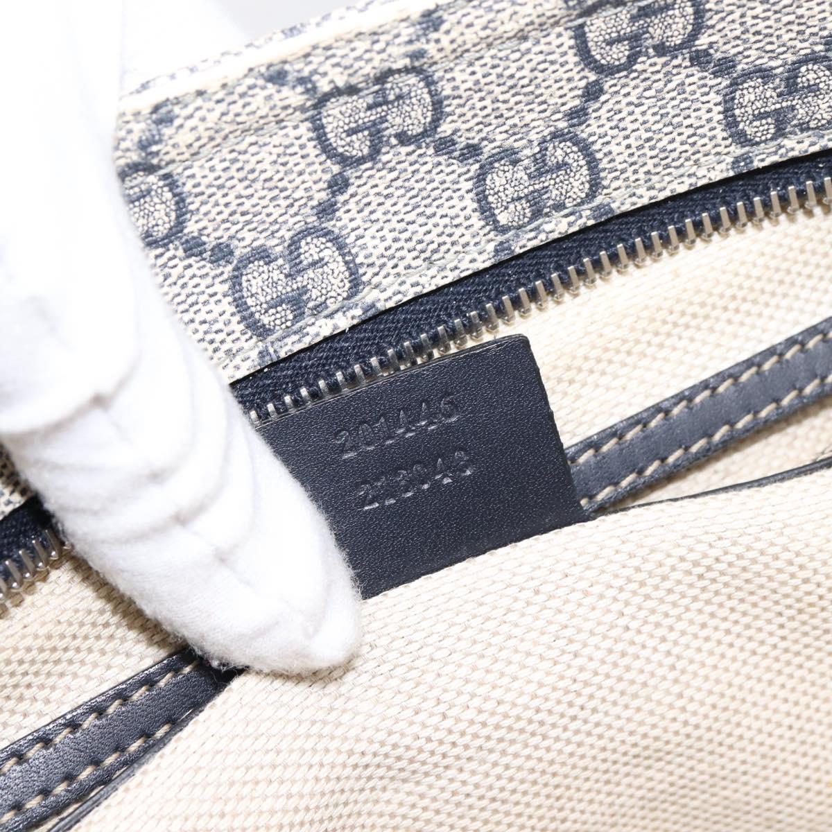 GUCCI GG Supreme Shoulder Bag PVC Leather Navy Silver 201446 Auth BA15286