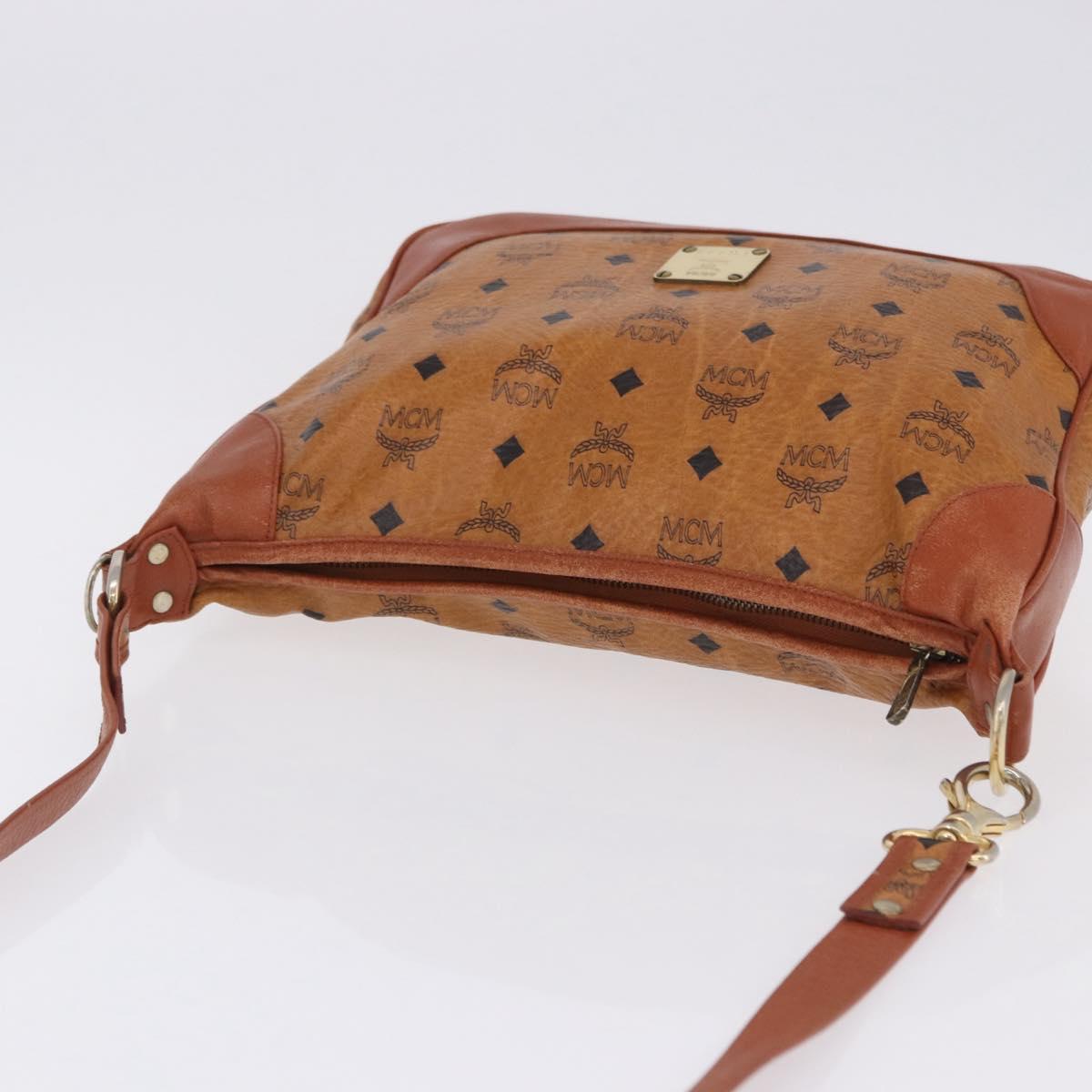 MCM Vicetos Shoulder Bag PVC Leather Brown Gold Tone Auth BA15292