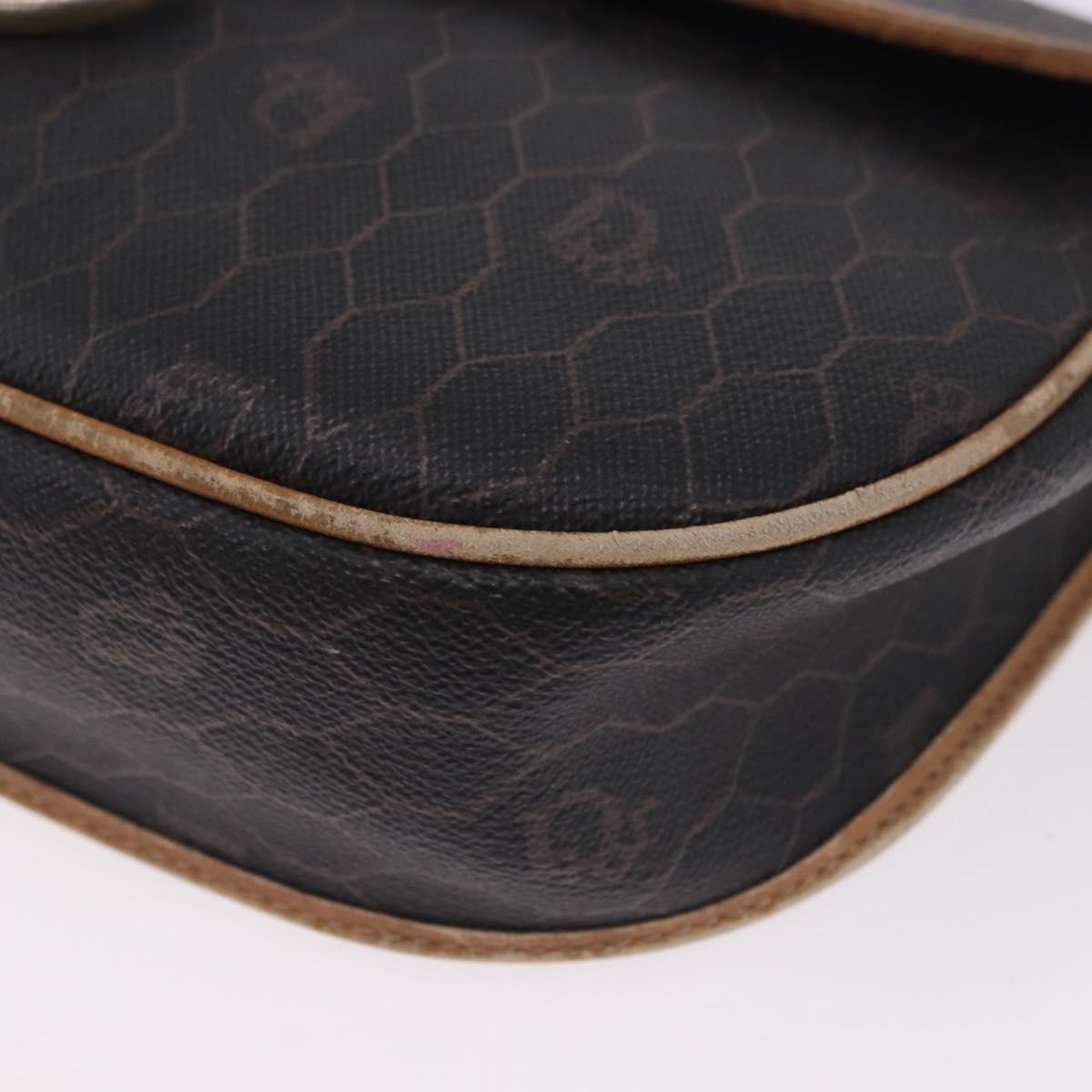 Christian Dior Honeycomb Shoulder Bag PVC Leather Black Gold Tone Auth BA15293