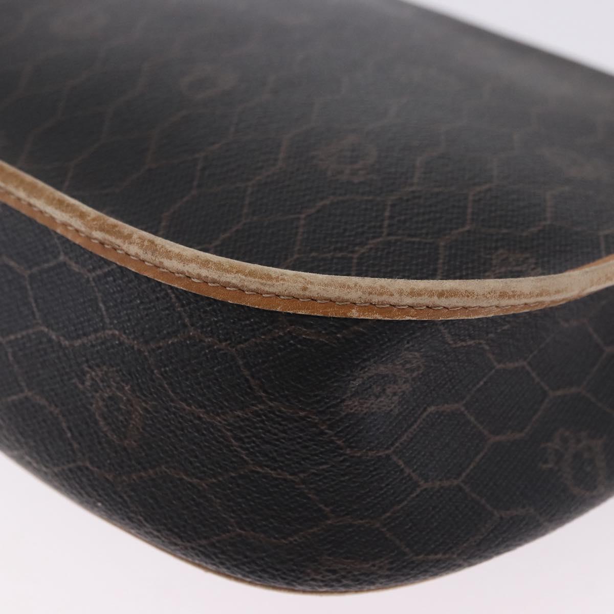 Christian Dior Honeycomb Shoulder Bag PVC Leather Black Gold Tone Auth BA15293