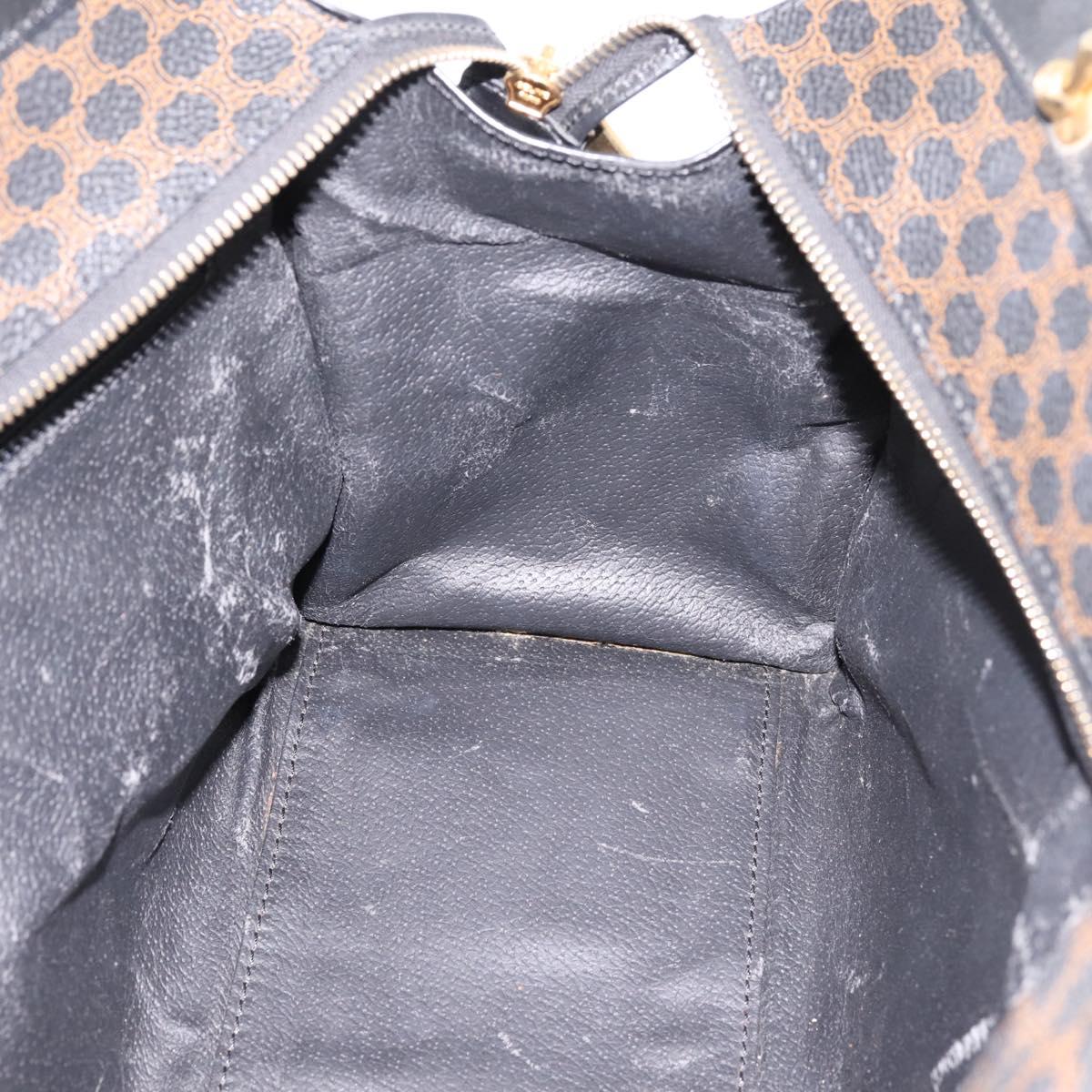CELINE Macadam Hand Bag PVC Leather Black Gold Tone Auth BA15296