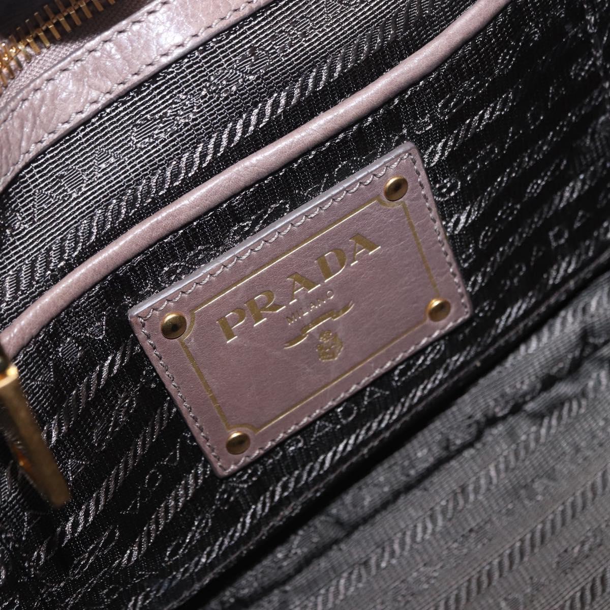 PRADA Hand Bag Leather 2way Brown Gold Tone Auth BA15297