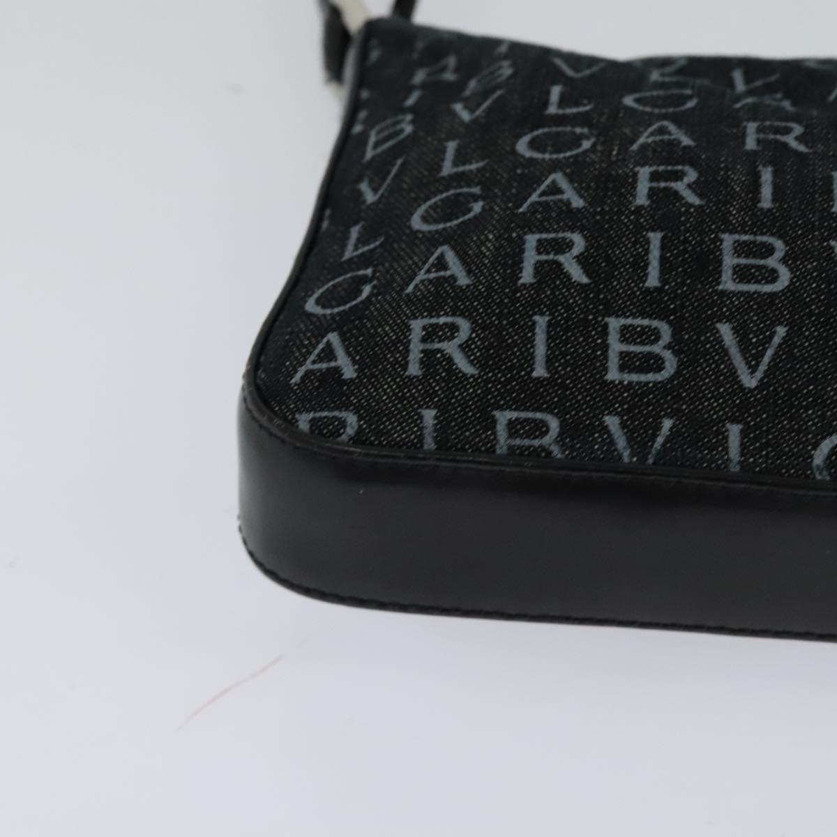 BVLGARI Logo mania Shoulder Bag Canvas Black Auth BA153