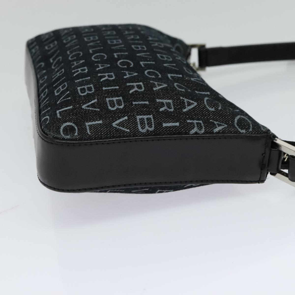 BVLGARI Logo mania Shoulder Bag Canvas Black Auth BA153