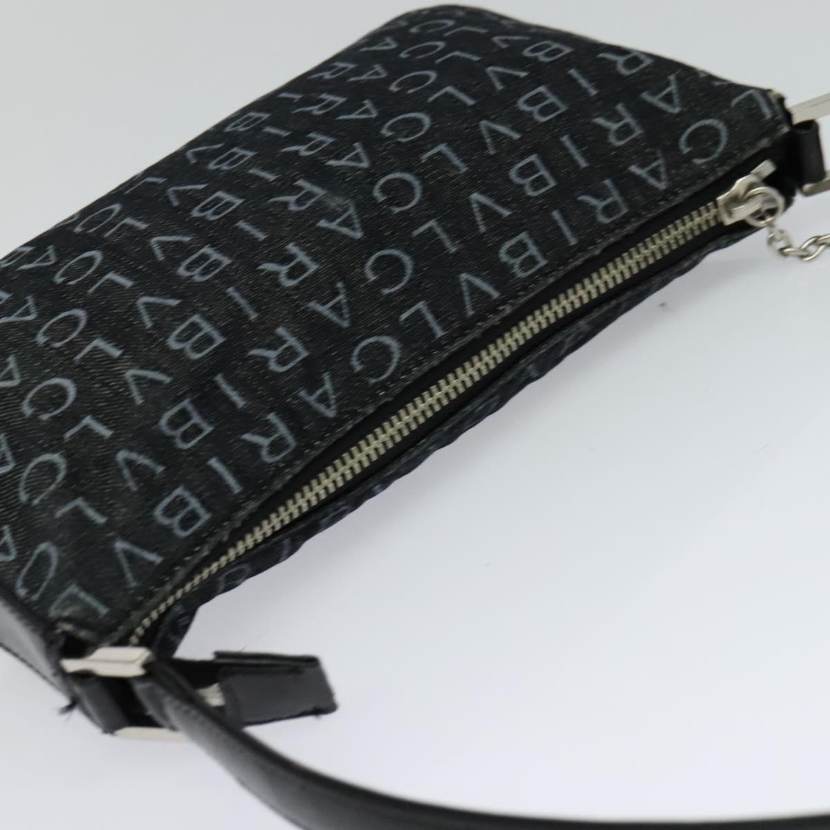 BVLGARI Logo mania Shoulder Bag Canvas Black Auth BA153