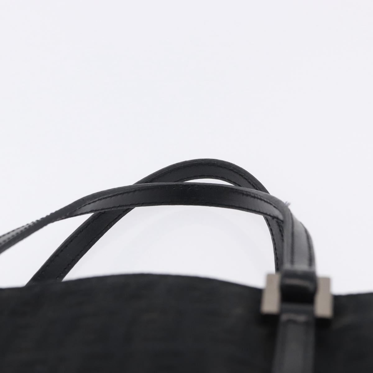 FENDI Zucchino Canvas Hand Bag Black Silver Auth BA15300