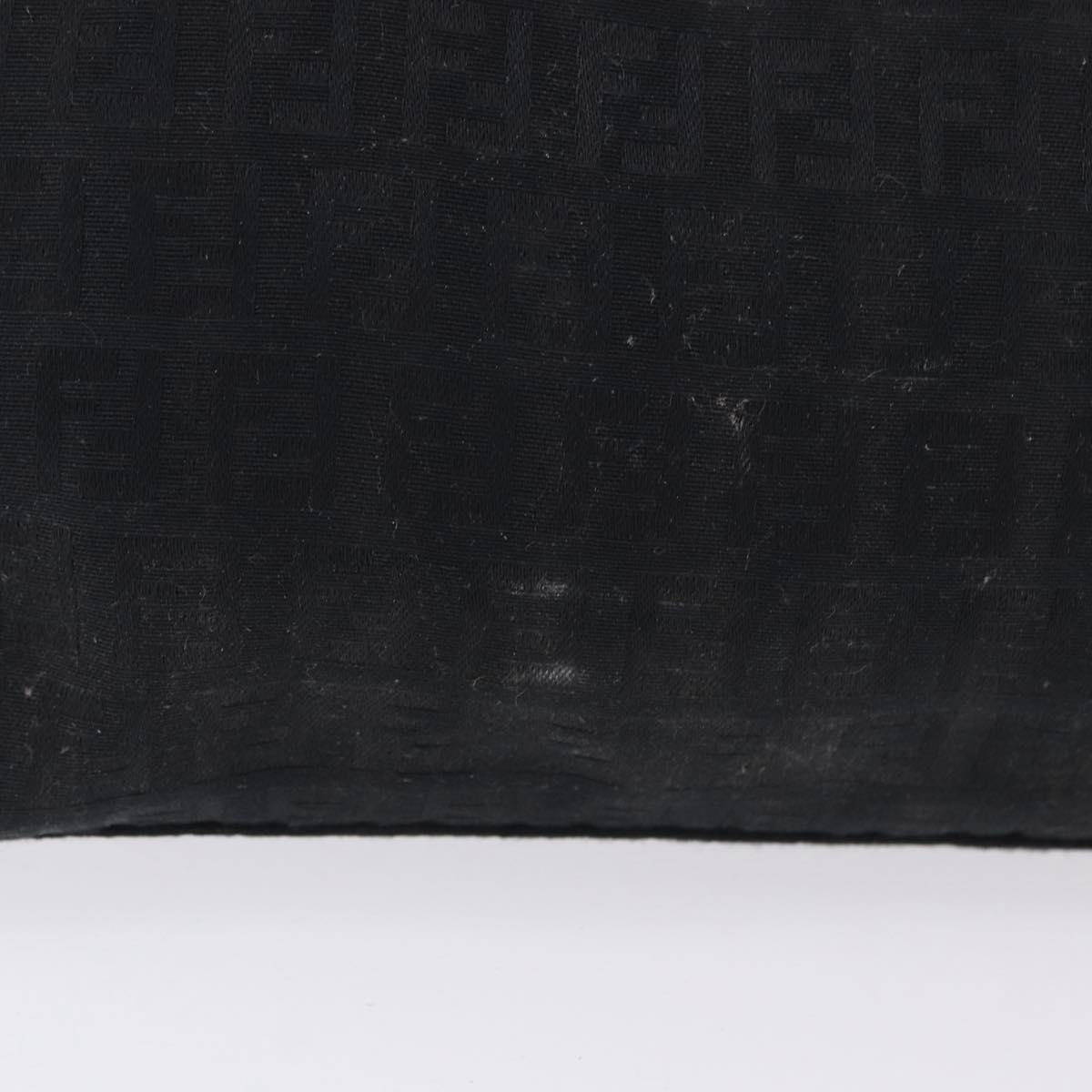 FENDI Zucchino Canvas Hand Bag Black Silver Auth BA15300