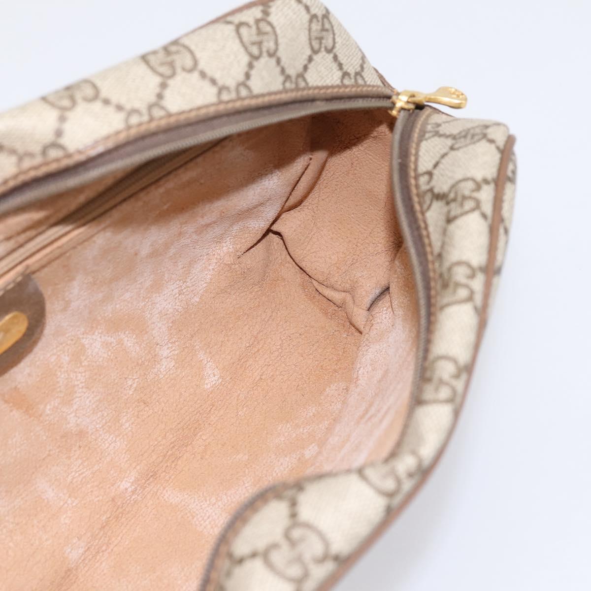GUCCI GG Supreme Web Sherry Line Clutch Bag PVC Beige 014 904 0020 Auth BA15302