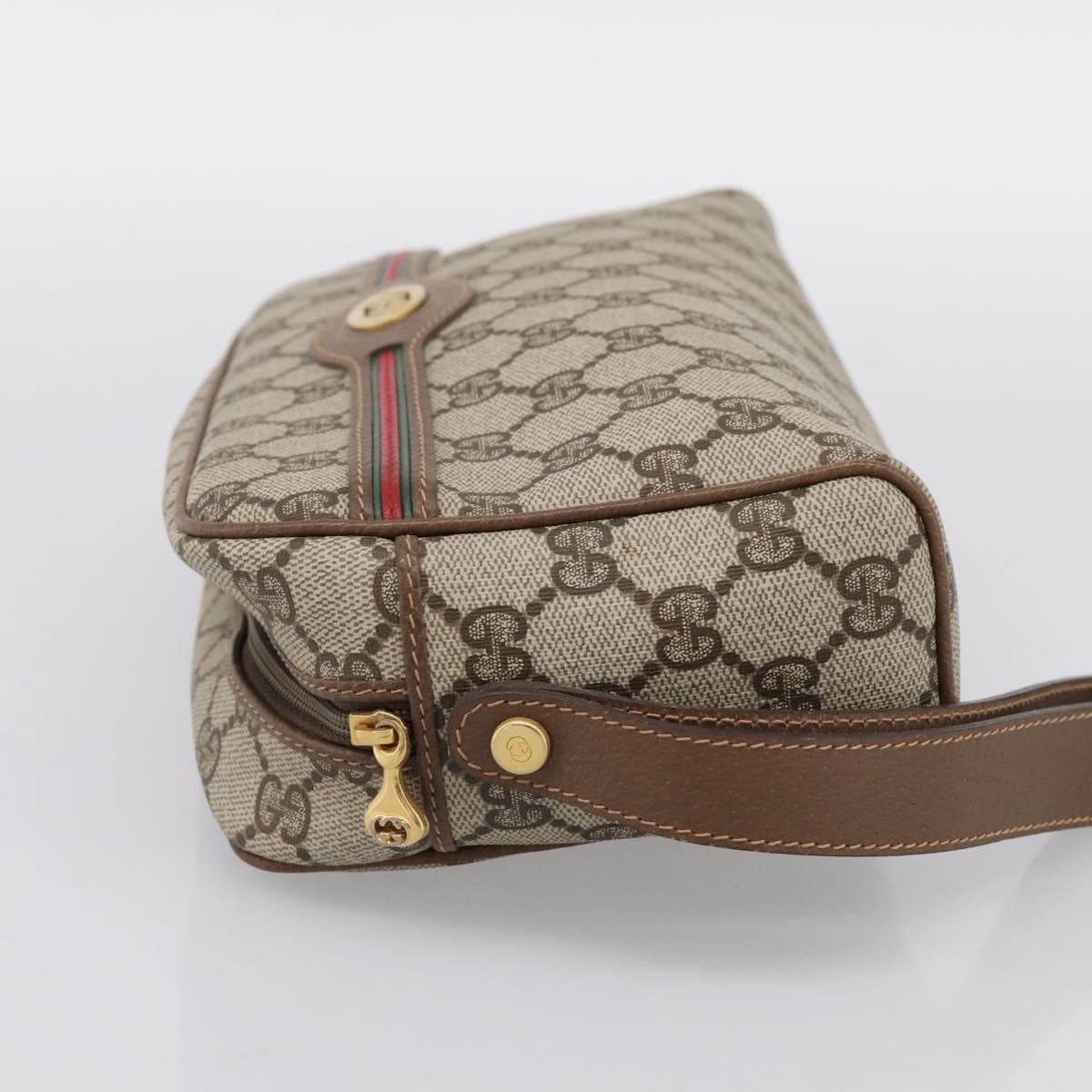 GUCCI GG Supreme Web Sherry Line Clutch Bag PVC Beige 014 904 0020 Auth BA15302
