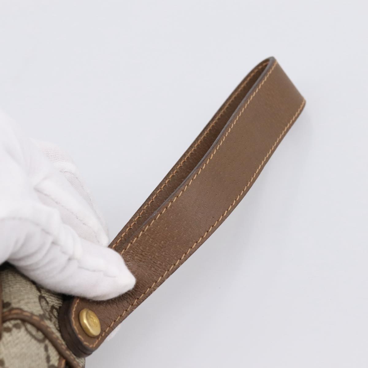 GUCCI GG Supreme Web Sherry Line Clutch Bag PVC Beige 014 904 0020 Auth BA15302