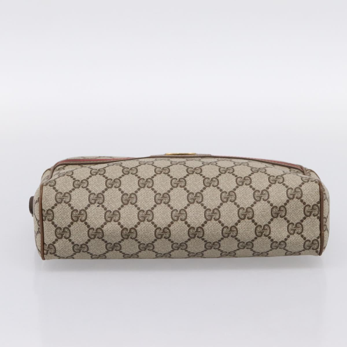 GUCCI GG Supreme Web Sherry Line Clutch Bag PVC Beige 014 904 0020 Auth BA15302