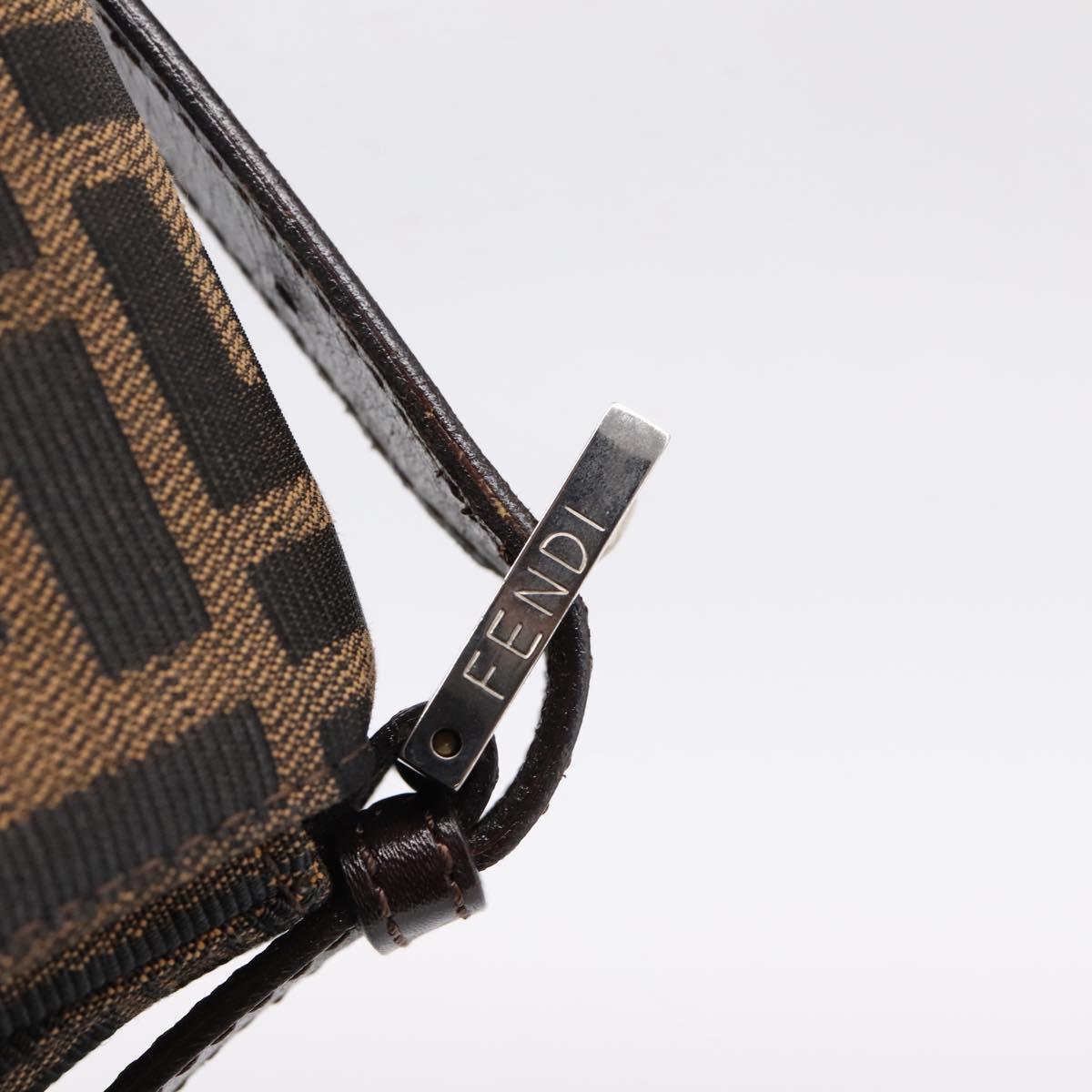 FENDI Zucca Canvas Mamma Baguette Shoulder Bag Brown Silver Auth BA15303V