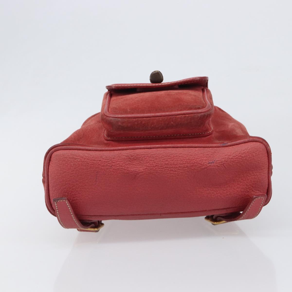 GUCCI Bamboo Backpack Suede Red Gold Tone 003 1705 0030 Auth BA15308