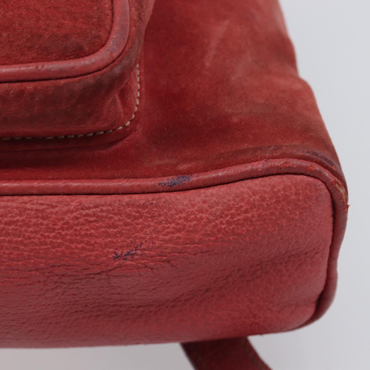 GUCCI Bamboo Backpack Suede Red Gold Tone 003 1705 0030 Auth BA15308