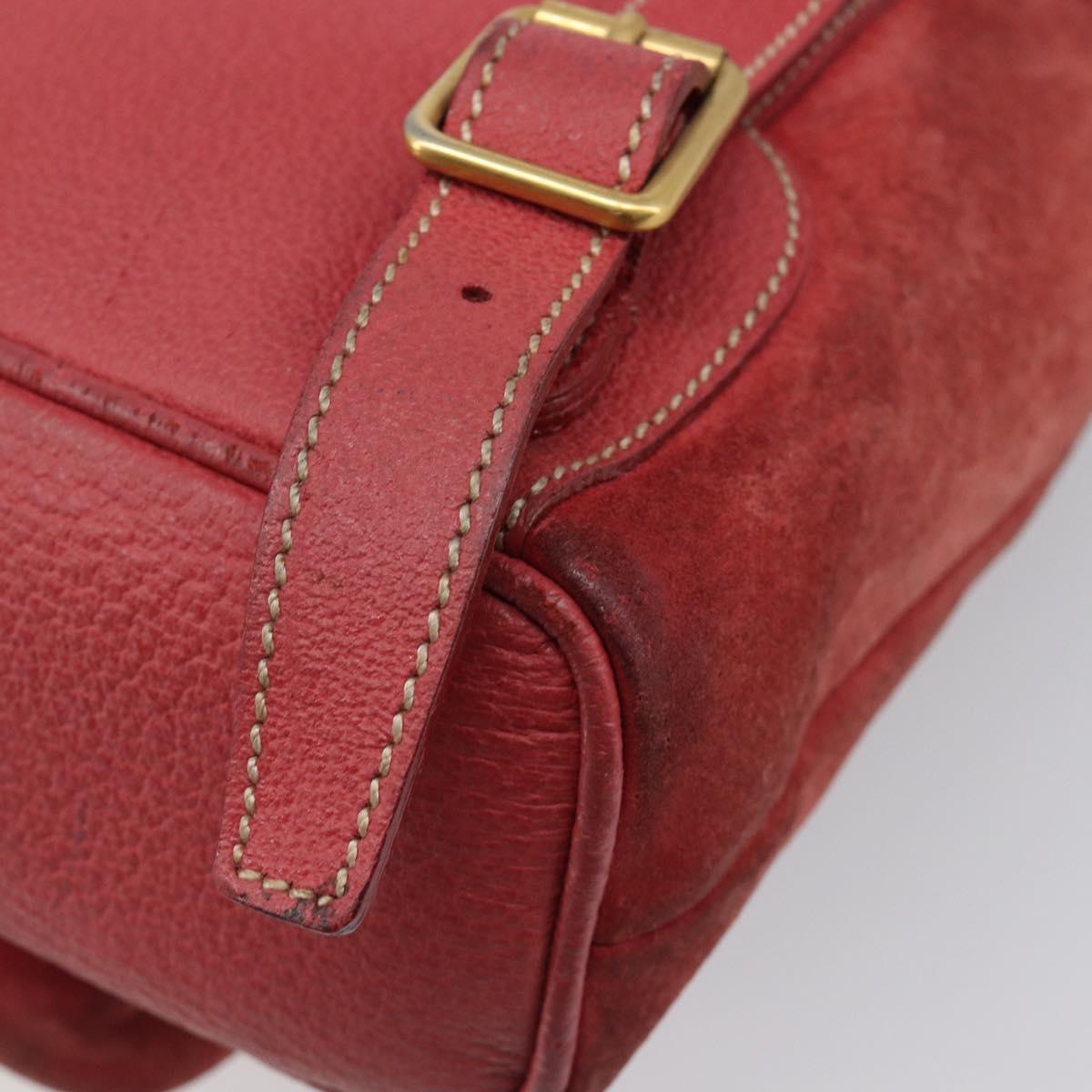 GUCCI Bamboo Backpack Suede Red Gold Tone 003 1705 0030 Auth BA15308