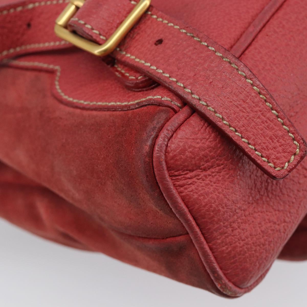 GUCCI Bamboo Backpack Suede Red Gold Tone 003 1705 0030 Auth BA15308