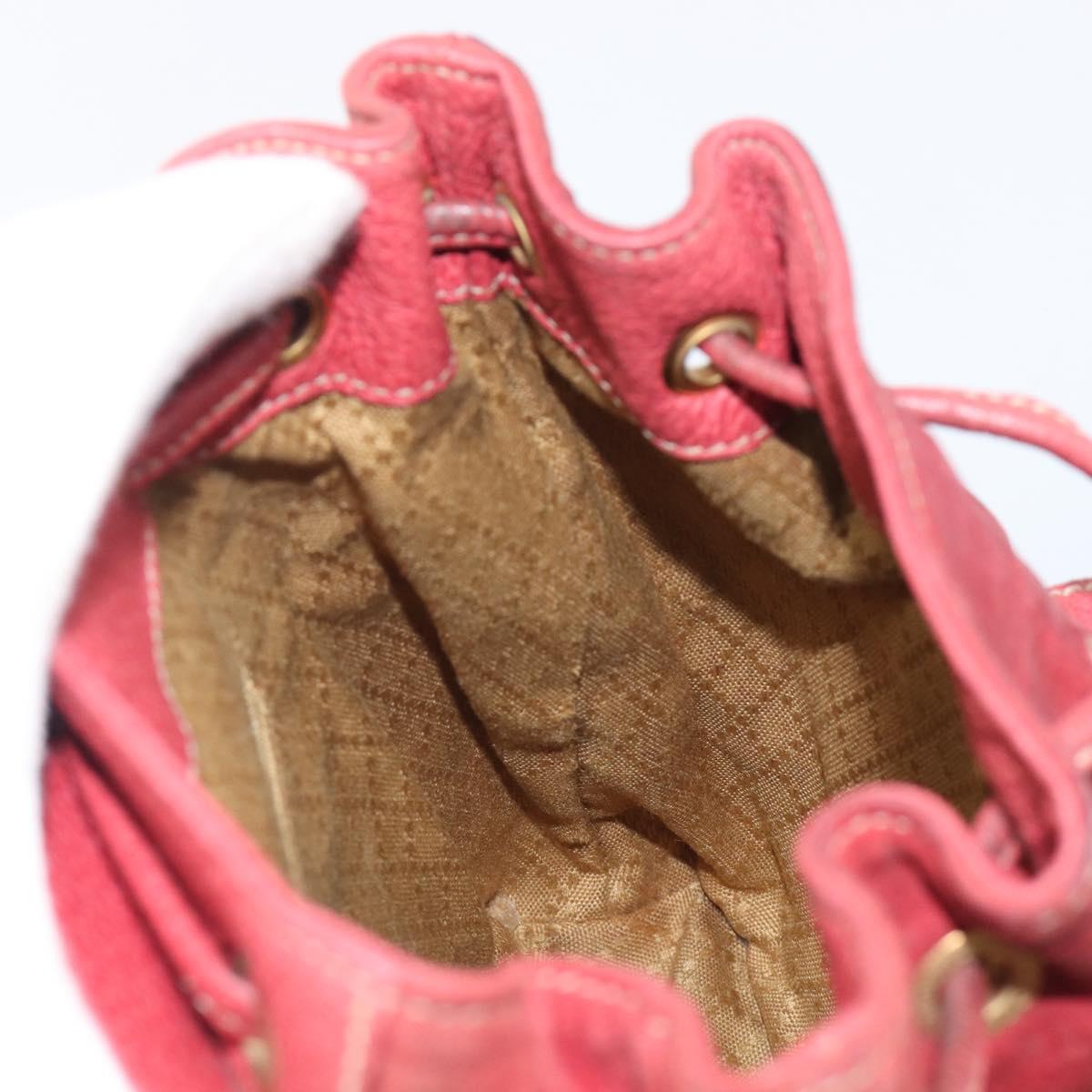 GUCCI Bamboo Backpack Suede Red Gold Tone 003 1705 0030 Auth BA15308