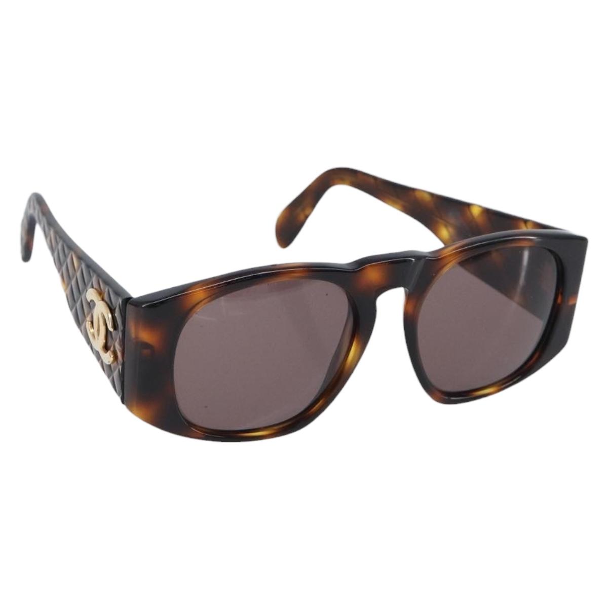 CHANEL Tortoise Pattern Sunglasses Plastic Brown Gold CC Auth BA15309