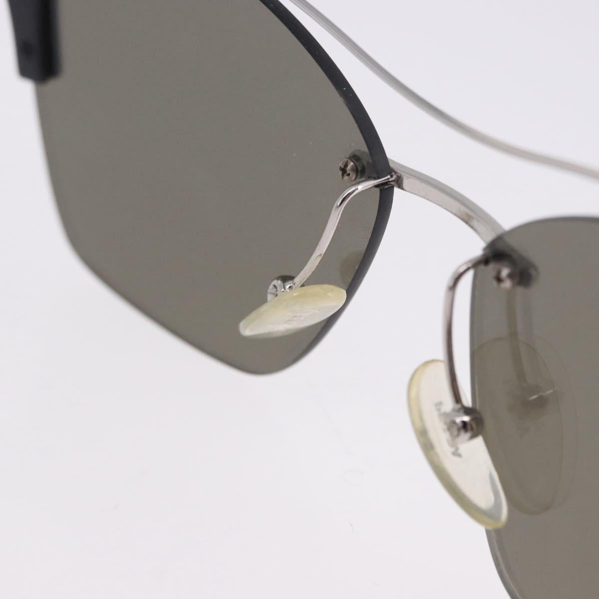 PRADA Sunglasses Metal Silver Black Auth BA15310