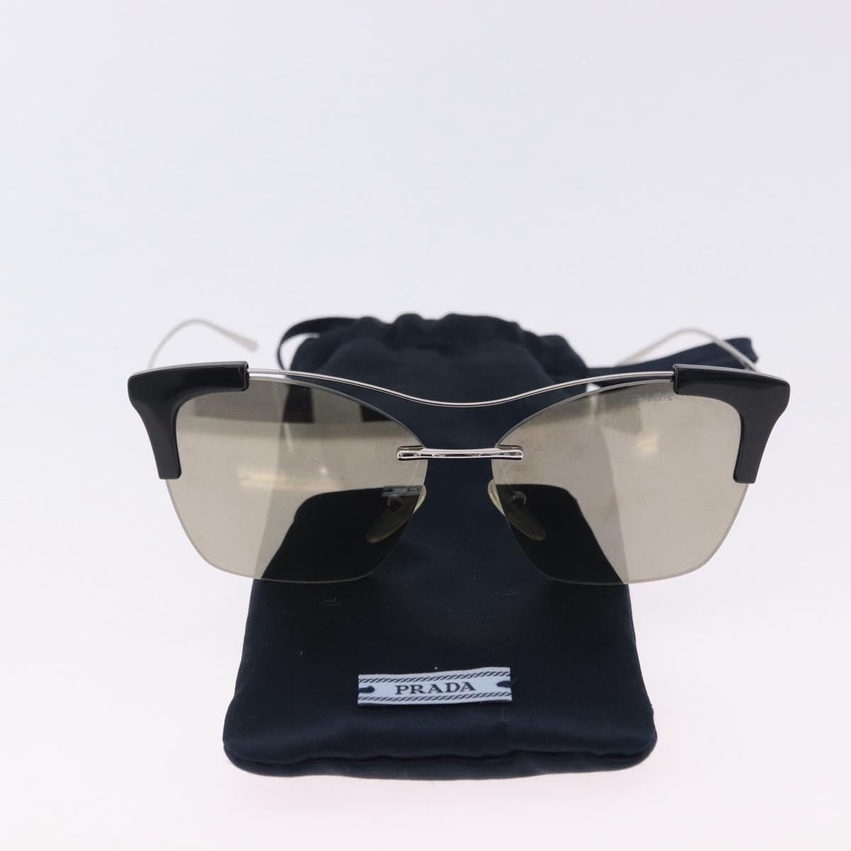 PRADA Sunglasses Metal Silver Black Auth BA15310