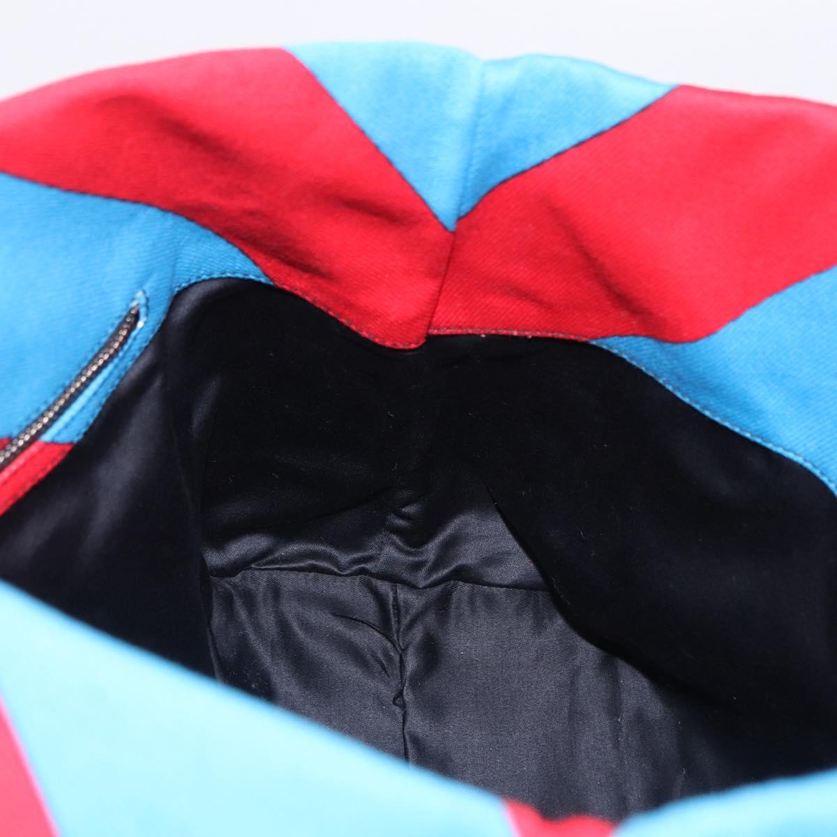 Miu Miu Chain Tote Bag Canvas Red Blue Auth BA15319V